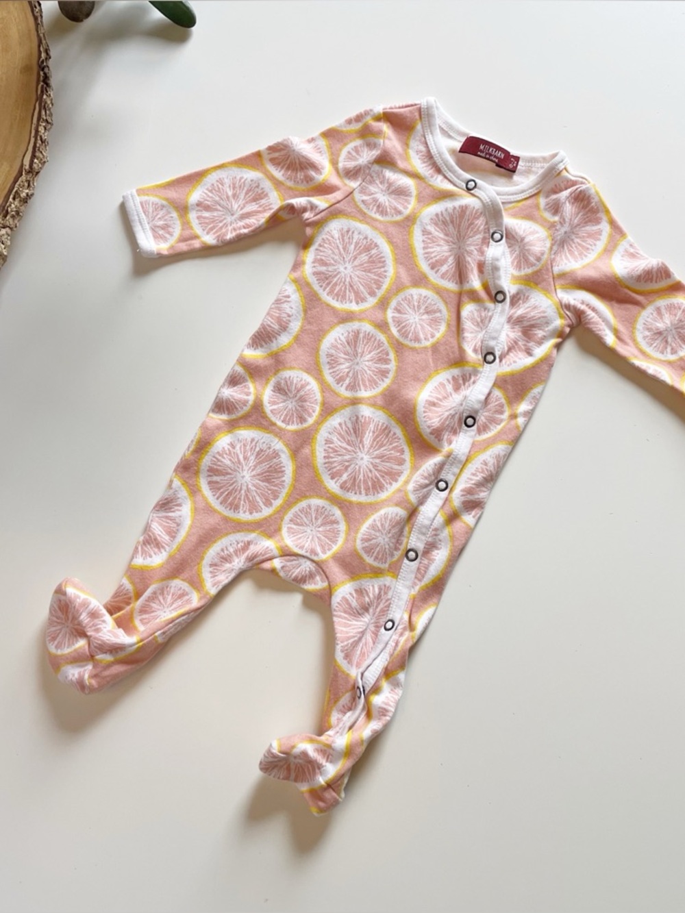 MilkBarn Organic Citrus Fruit Footie Romper | 0-3m